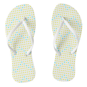 Yellow Aqua Chevron Dots ZigZag FlipFlops