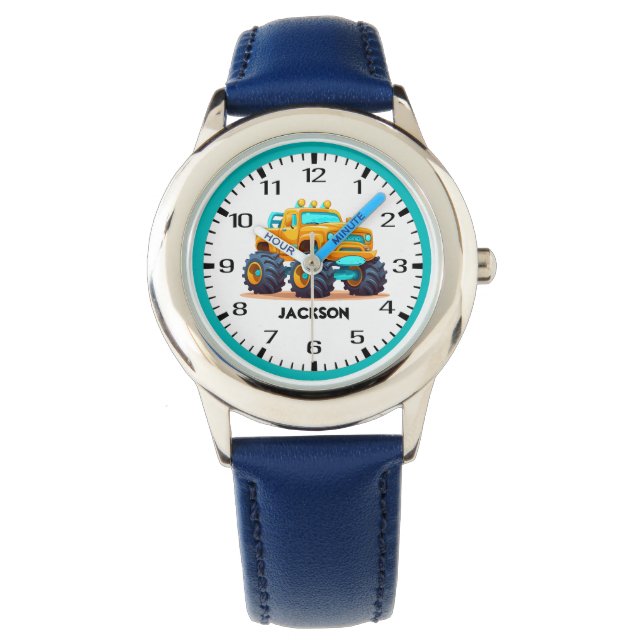 Yellow Aqua Monster Truck Kids Watch (Front)