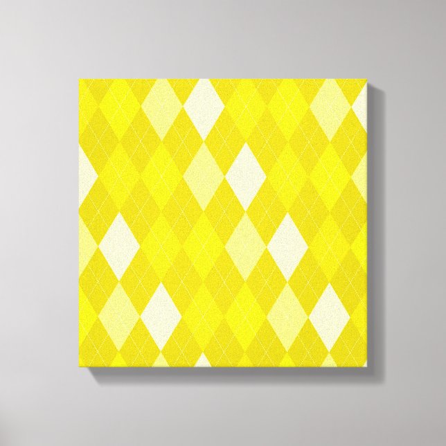 Yellow argyle pattern canvas print (Front)