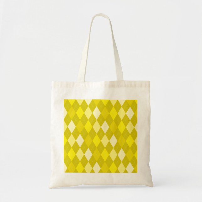 Yellow argyle pattern tote bag (Front)