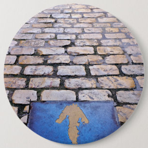Yellow arrow 6 cm round badge