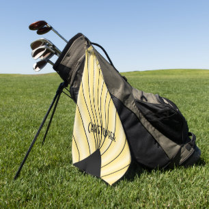 Yellow Art Deco Design Personalised Golf Towel