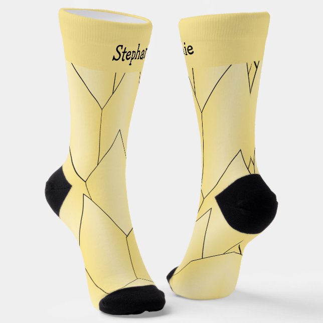 Yellow Art Deco Design Socks (Angled)