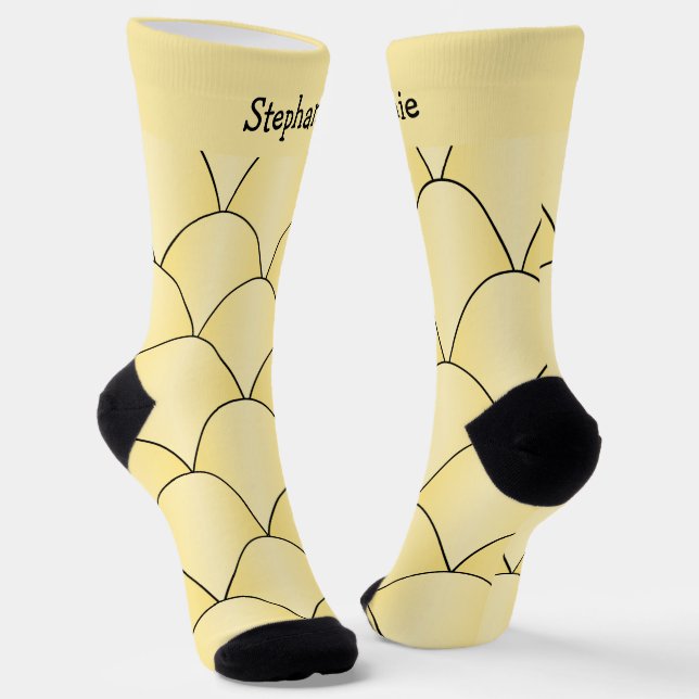 Yellow Art Deco Design Socks (Angled)