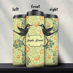 Yellow Art Nouveau Floral Girl Grunge Hummingbird Thermal Tumbler
