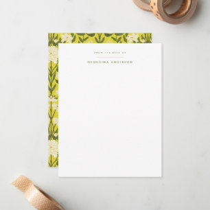 Yellow Art Nouveau Floral Personal Stationery Card