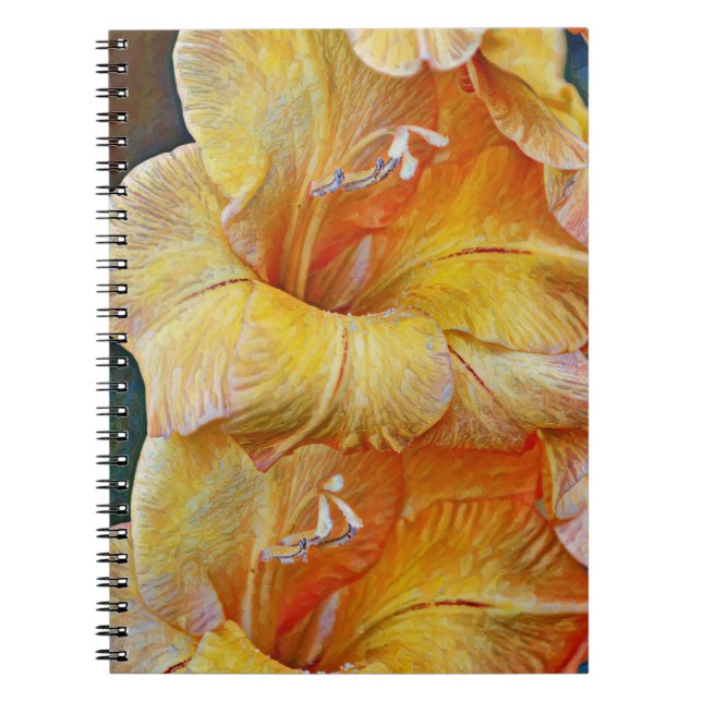 Yellow Artsy Gladiolus Flower Journal Notebook (Front)