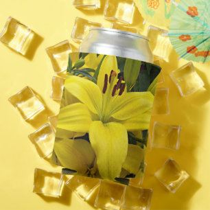 Yellow Asiatic Lily Floral Can Cooler