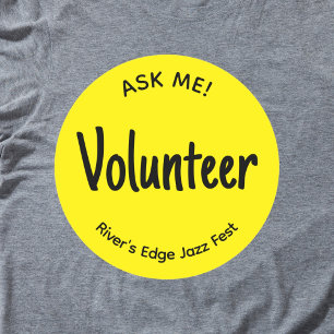 Yellow Ask Me Volunteer Badge Classic Round Sticker