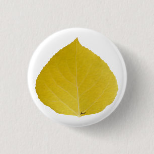 Yellow Aspen Leaf #5 3 Cm Round Badge