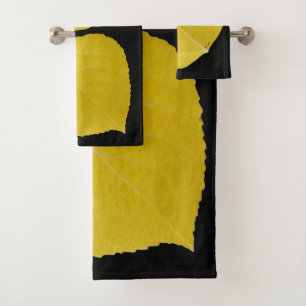 Yellow Aspen Leaf #5 Bath Towel Set