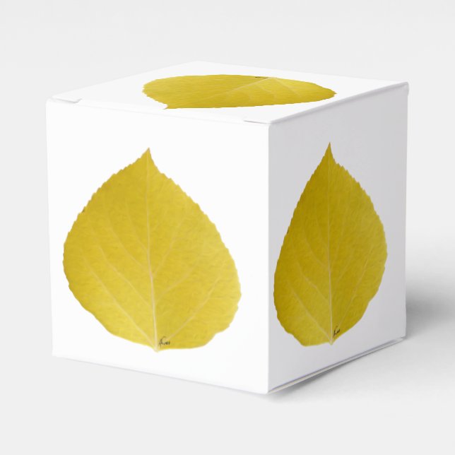 Yellow Aspen Leaf #5 Favour Box (Front Side)