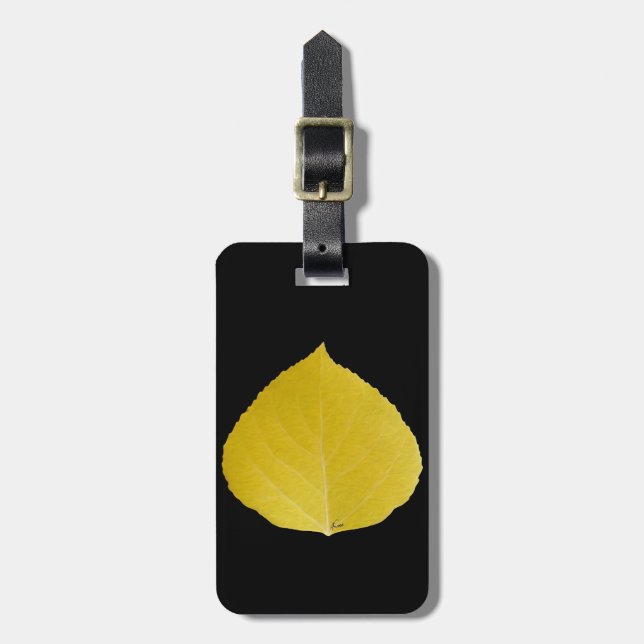 Yellow Aspen Leaf #5 Luggage Tag (Front Vertical)