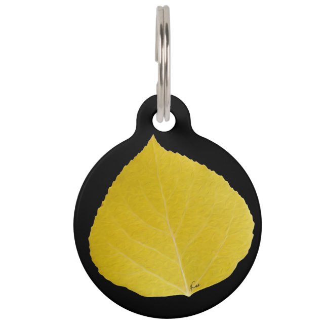 Yellow Aspen Leaf #5 Pet Tag (Front)
