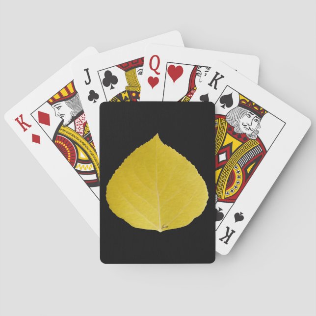 Yellow Aspen Leaf #5 Playing Cards (Back)