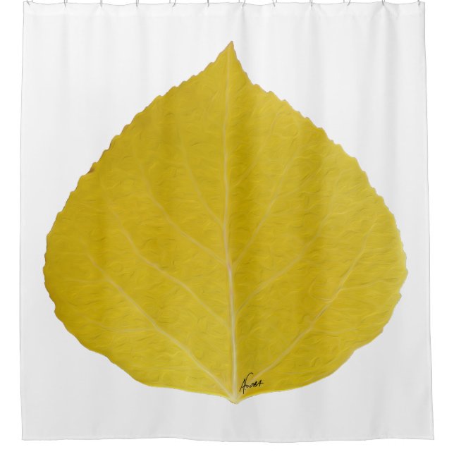 Yellow Aspen Leaf #5 Shower Curtain (Front)