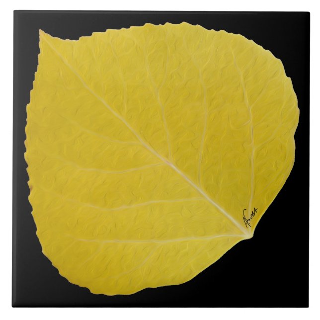 Yellow Aspen Leaf #5 Tile (Front)