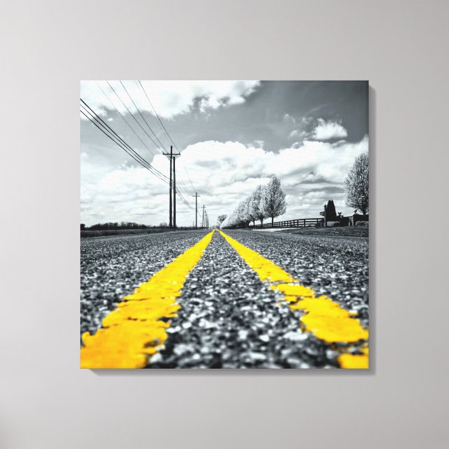 Yellow Asphalt Highway Road Creative Photography Canvas Print (Front)