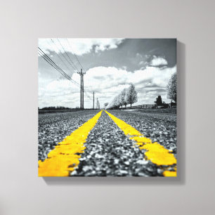 Yellow Asphalt Highway Road Creative Photography Canvas Print