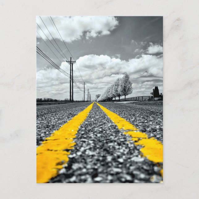 Yellow Asphalt Highway Road Creative Photography Postcard (Front)