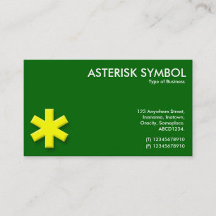 Yellow Asterisk Symbol - Grass Green (006600) Business Card