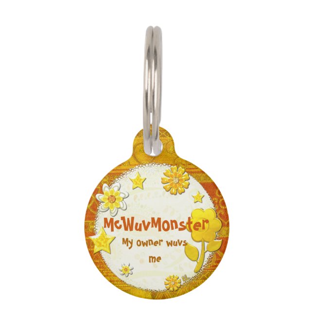Yellow at Play Jewelled PERSONALIZED ID Pet Tag (Front)