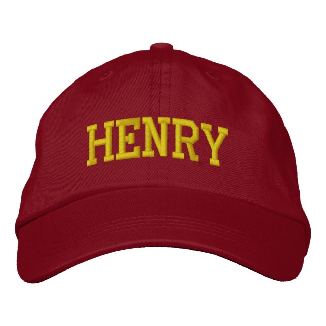 Yellow Athletic Block Monogram Custom Name Embroidered Hat (Front)