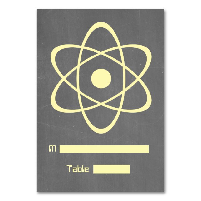 Yellow Atomic Chalkboard Place Card (Front)