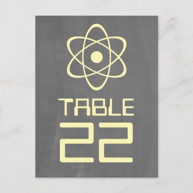 Yellow Atomic Chalkboard Table Number 2sided Postcard (Front)