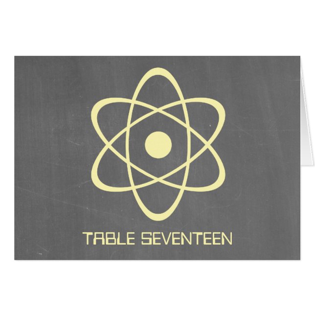 Yellow Atomic Chalkboard Table Number Card (Front Horizontal)