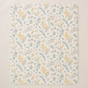 Yellow Australian wattle eucalyptus leaves beige Sherpa Blanket