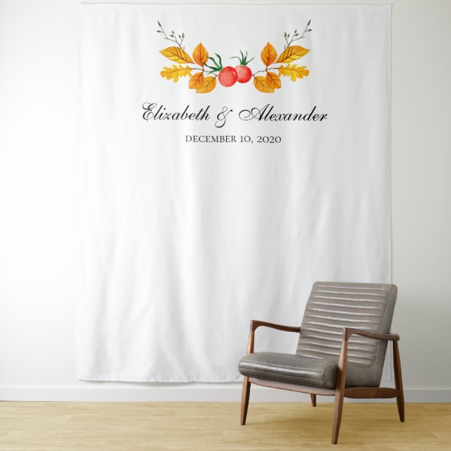 Yellow autumn backdrop. Fall wedding background Tapestry (In Situ)