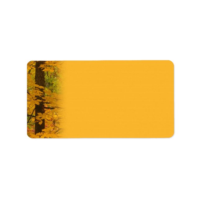 Yellow Autumn Forest Wedding Label (Front)