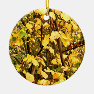 YELLOW AUTUMN LEAVES CERAMIC TREE DECORATION
