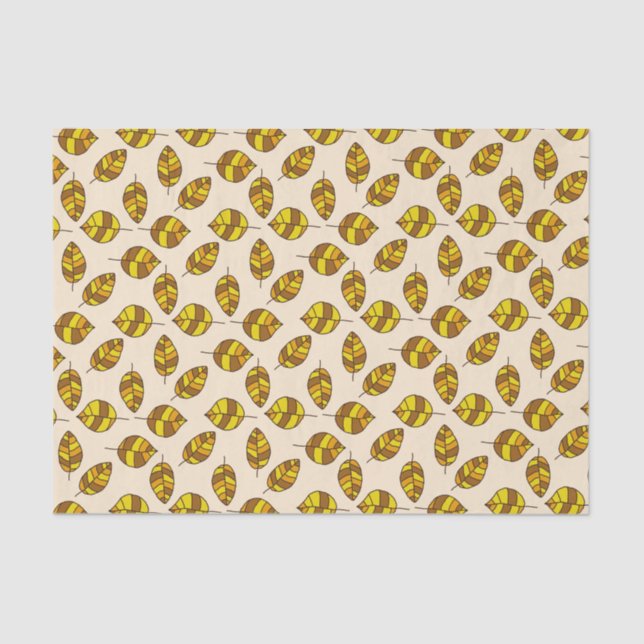 Yellow Autumn Leaves Graphical Leaf Pattern Tissue Paper (Front)