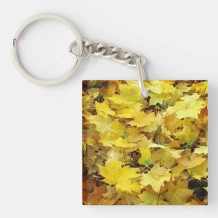 Yellow Autumn Leaves Key Ring