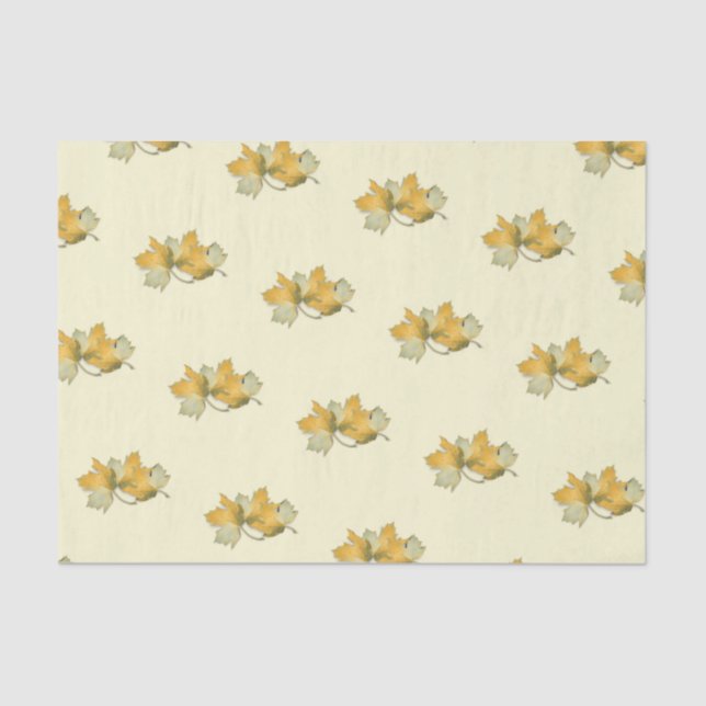 Yellow Autumn Leaves Tissue Paper (Front)