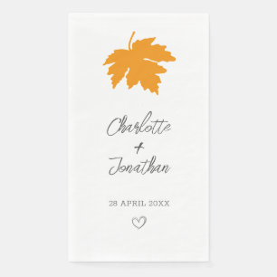 Yellow Autumn Maple Leaf Wedding Napkin