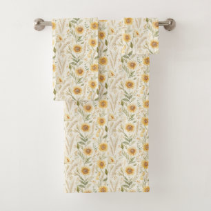 Yellow Autumn Sunflowers Bath Towel Set