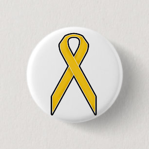 Yellow Awareness Ribbon 3 Cm Round Badge