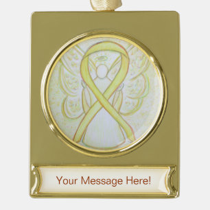 Yellow Awareness Ribbon Angel Art Custom Ornament