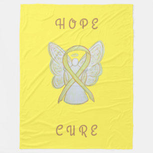 Yellow Awareness Ribbon Angel Chemo Fleece Blanket