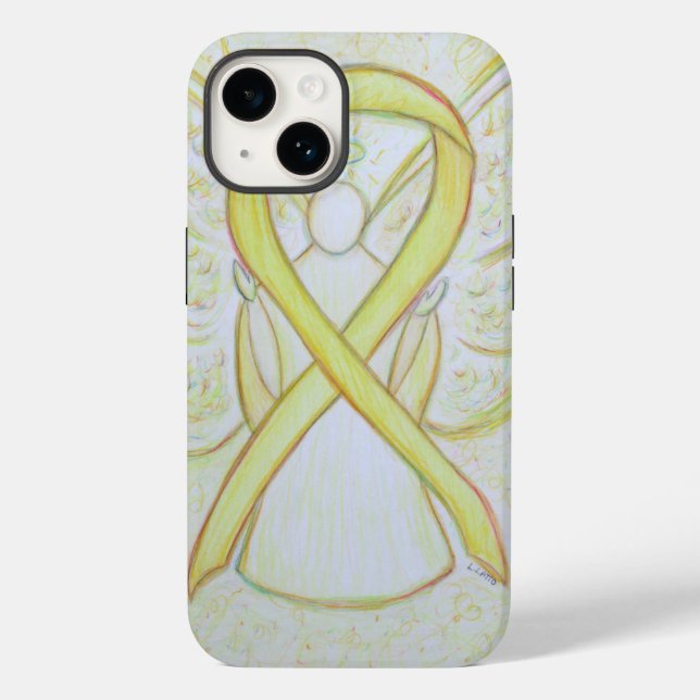 Yellow Awareness Ribbon Angel Custom iPhone Case (Back)