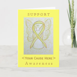Yellow Awareness Ribbon Angel Customised Card