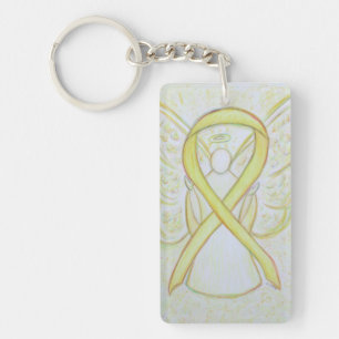 Yellow Awareness Ribbon Angel Customised Key chain