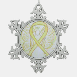 Yellow Awareness Ribbon Angel Customised Ornament