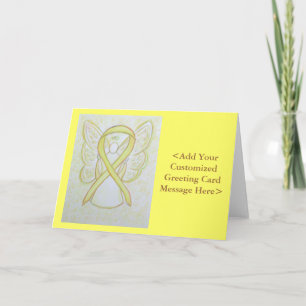 Yellow Awareness Ribbon Angel Personalised Cards