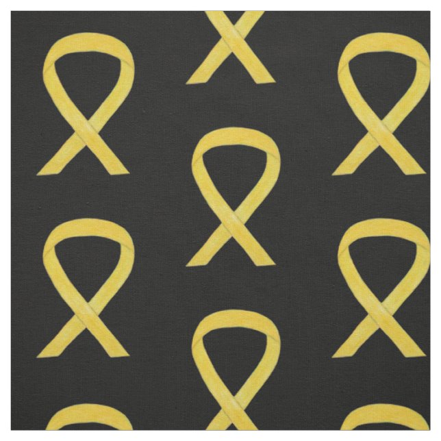 Yellow Awareness Ribbon Art Fabric Material (Swatch)