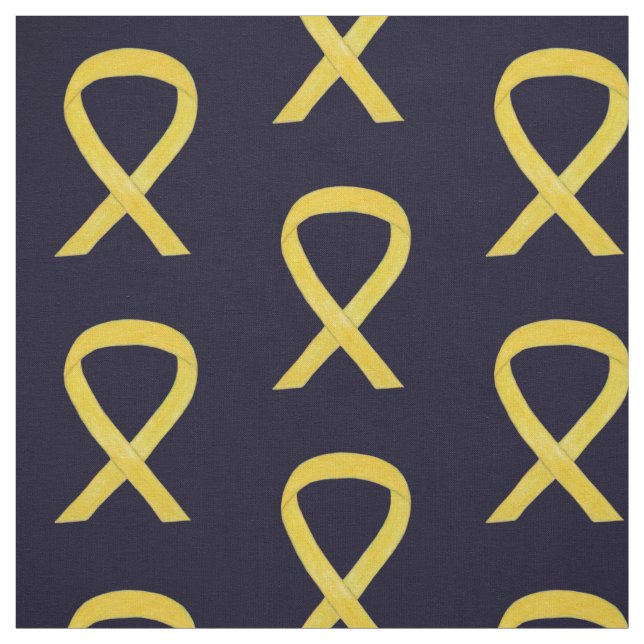 Yellow Awareness Ribbon Art Fabric Material (Swatch)
