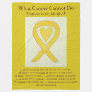 Yellow Awareness Ribbon Bone Cancer Heart Blanket